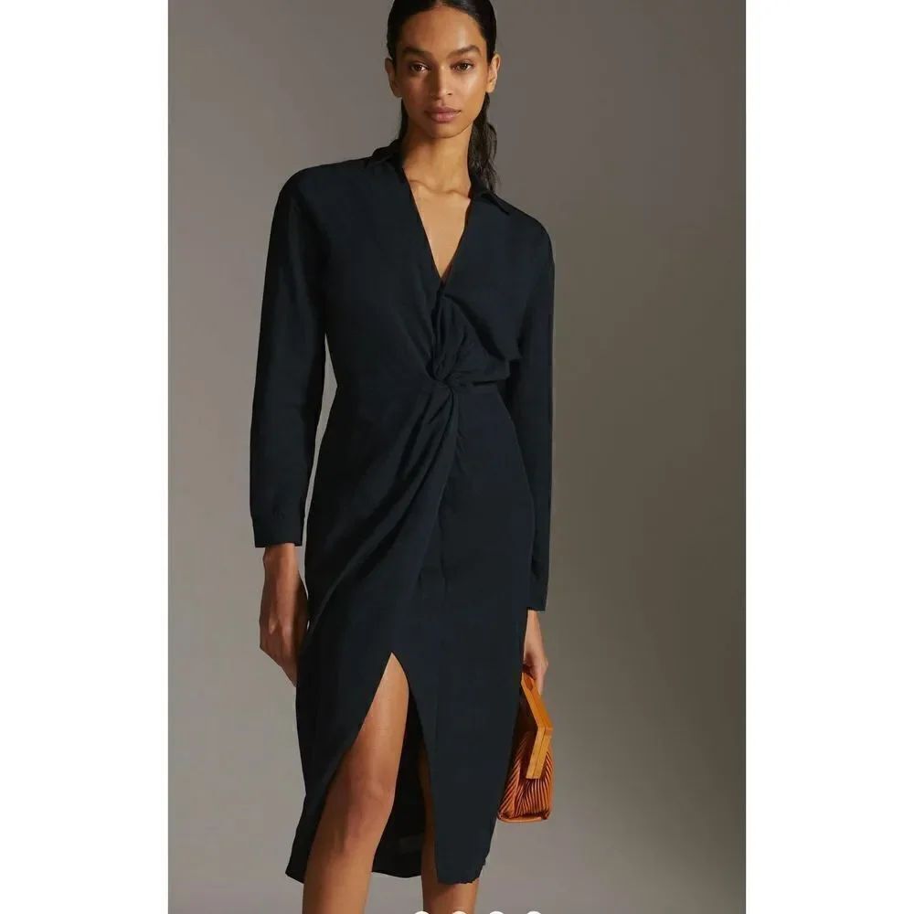 Byย AnthropologieโV-NeckโKnotโFrontโMidiโDressโsizeโ4